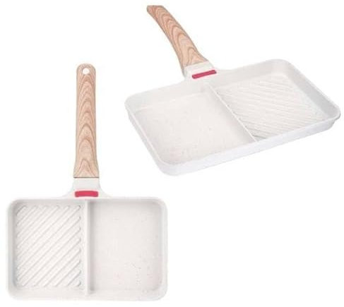 OISE ART STORE Trade Shop - Padella Antiaderente per A Doppio Scomparto Manico in Brachelite per Cucinare