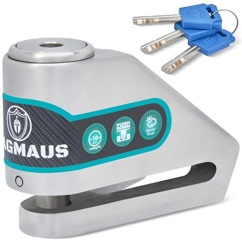 Magmaus® MBL01 [Antirouille] Bloque disque moto - [Haute sécurité] [Acier inoxydable 304] - Résistant aux intempéries - Câble de rappel - antivol moto, cyclomoteurs, vélos