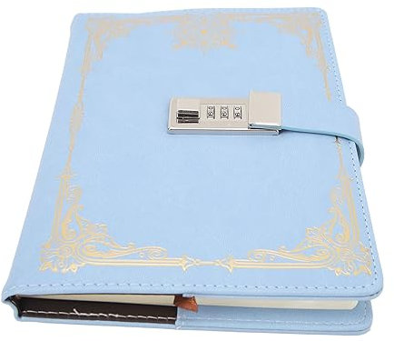 Notebook A5 Libro con Password Manuale per Studenti Libro in Brossura Segnapagina Fogli in Stile retrò Aziendale 80G Blu Cielo a Righe Antico Laptop Scrittura Ricerca