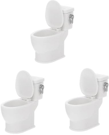 VICASKY 3pcs Dollhouse Toilet Doll House Accessories Mini Ceramic Toilet Bathroom Model Plaything Doll Bathroom Furniture Doll House Flush Toilets Miniature Dolls Accessory Mini Crafts