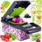 GXIQYL Picador y cortador de verduras multifuncional 16 en 1 – Picador de cebolla, rallador de queso, cortador de cubos y picadora de ajo – Herramienta de preparación de alimentos para eficiencia en