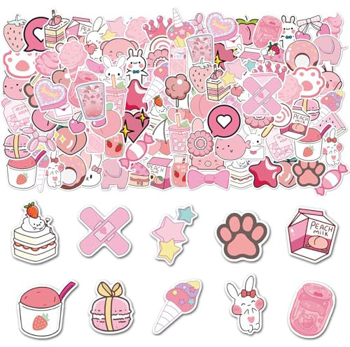 100 Stück Rosa Süße Aufkleber, Kreative Graffiti-Aufkleber, Mädchen-Aufkleber, Dekorative Aufkleber, Wasserfeste Aufkleber, Wasserbechern Usw.