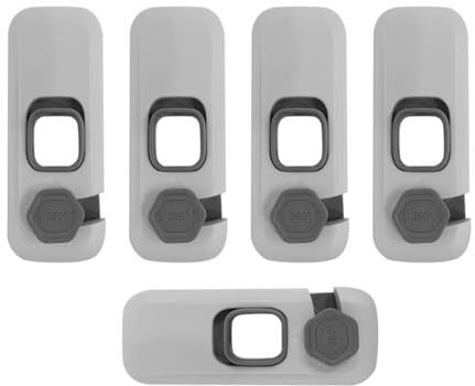 Sarini Lot de 5 verrous de sécurité pour réfrigérateur, verrou d'armoire, verrou de congélateur pour Joint Maximum de 1 (25 mm), verrou d'armoire Facile à Installer, Aucun Outil ni perçage(Gris)