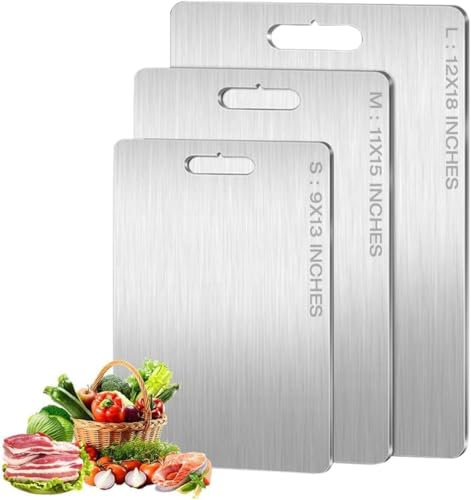 3 Piece Chopping Board Set, Stainless Steel Cutting Boards for Meat, Vegetables, Fruit, Cutting Boards for The Kitchen, Dishwasher-Safe