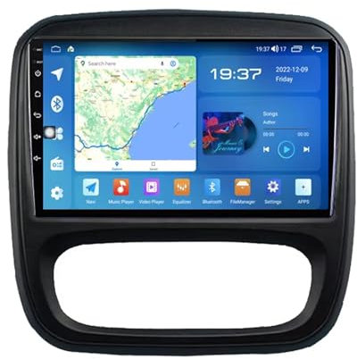 Radio estéreo de coche Android 14 de doble DIN de 9 pulgadas para Renault Trafic 3 2014-2021 con cámara de respaldo inalámbrica Carplay AHD, controles de volante Bluetooth, navegación GPS (T100