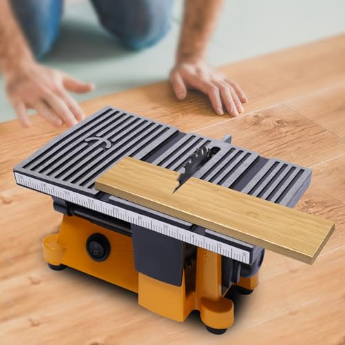 Mini Tischkreissäge,960W Einstellbarer Präzisions Table Saw 7-Gang-Netzteil Einstellbarer mit 4 Klingen,0.1-15mm Elektrische Tischkreissägen Tragbare für Schneiden, Schleifen, Polieren, Schnitzen