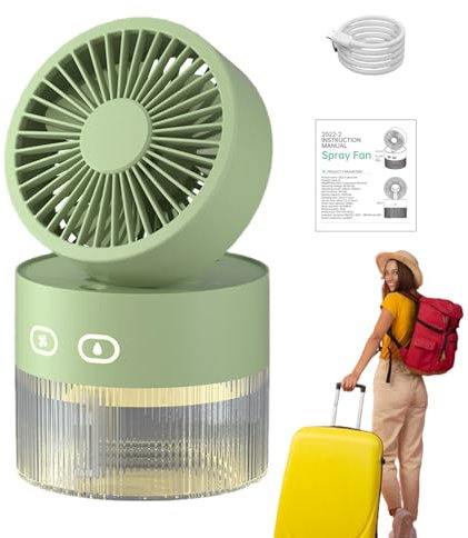 Nybhyjka Ventilador de nebulización portátil, pequeño ventilador recargable, Ventilador de nebulización de carga USB de mano, Ventiladores domésticos con refrigeración por agua, eficientes para