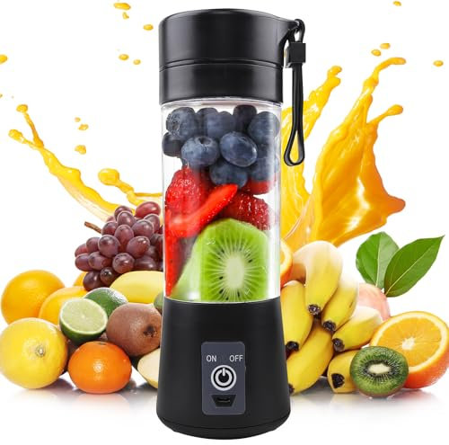 380ml Tragbarer Mixer für Smoothie, Wiederaufladbarer kleiner Mixer für Früchte, Smoothie Maker mit 6 Klingen aus Edelstahl