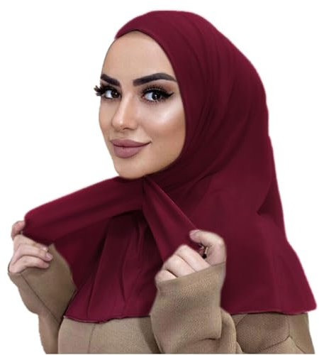 MOWEN Praktischer Hijab-Hut mit Knöpfen, Modal-Baumwolle, Einfarbig, Islamische Muslimische Unterwäsche, Hut, Stretch-Hijab-Hut