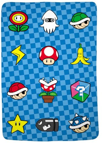 Franco Super Mario Bros. Kinder-Bettwäsche, superweiche, gemütliche Überwurfdecke, 157,5 x 228,6 cm, offizielles Lizenzprodukt, für Kinder