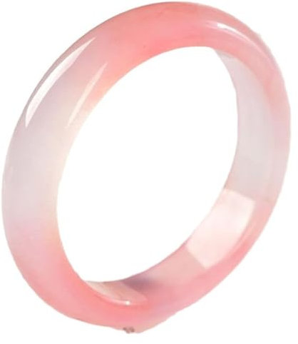 5412 Bracelet jonc en jade rose et blanc pour femme, One Size, Agate