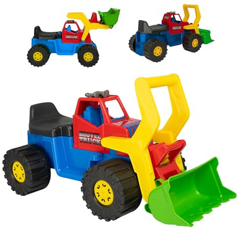 GaGaDumi Große Bagger-Rutschfahrzeug für Kinder – Bewegliche Schaufel, Große Räder, Stauraum – Perfekt für Sandkasten- und Gartenabenteuer