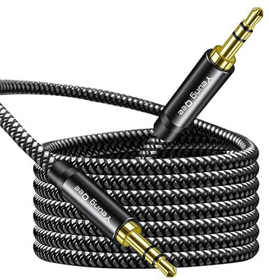 Yeung Qee 3.5mm Aux Cable 15M, Braided 3.5mm Audio Cable Male to Male Stereo Hi-Fi Sound Auxiliary Aux Cord for Headphones, Car,Phone, Tablets, Headset, PC, Laptop and More (15M/50FT)