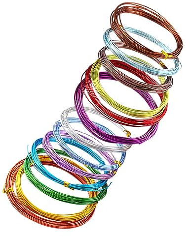 LOLIPPYY 12rotoli Filo Di Alluminio Per Bigiotteria Da Flessibili Per Creazioni Di Braccialetti e Collane Metri Per Resistente e Facile