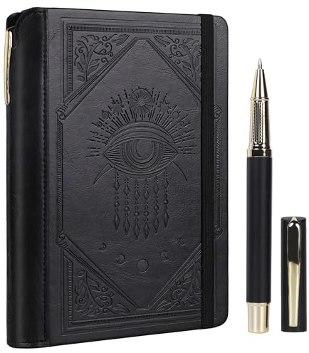 TIEFOSSI Lined Journal Notebook für Frauen Männer, Leder-Tagebuch mit Stift, A5 Evil Eye Hardcover Notebook für Arbeit, Journaling, Reisen & Schule
