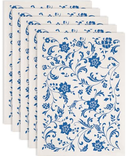 SUPERDANT Blumen Ranken Keramik Unterglasur Transferpapier für Töpferwaren | 5 Stück,Keramik Transferaufkleber,Bastelbedarf,52×37cm,Blumen Muster Für Keramik Handwerk