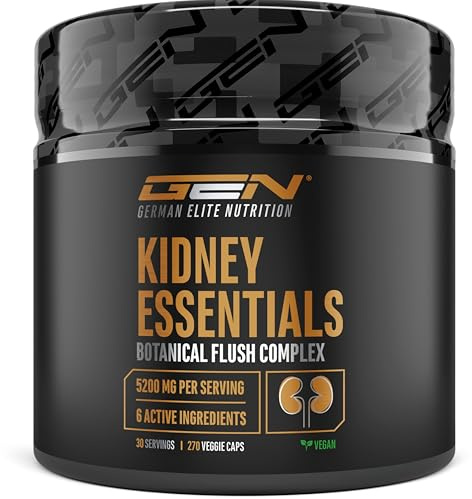 GEN GERMAN ELITE NUTRITION Kidney Essentials - 270 Kapseln | Botanical Flush Complex, mit Astragalus, Brennnessel, Goldrute, Sauerkirsche, Pinienrinde & Sellerie, Laborgeprüft, Vegan