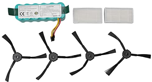 Kehrmaschinenbatterie-Seitenbürsten- und Filtersatz 3500 mAh NiMH-Ersatzbatterie mit hocheffizientem Partikelfilter und ABS-Material für CR120 CR121 CR540 Kehrmaschinen