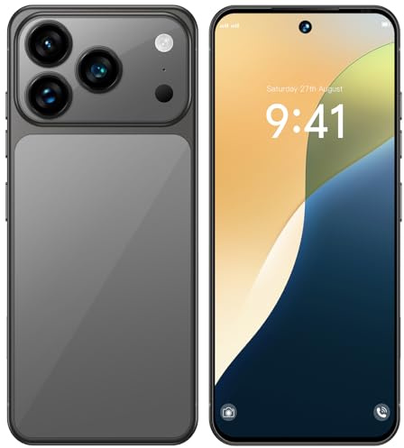 Smartphone étanche pour iPhone 17 Pro Max, écran HD 7,3 pouces, ultra fin, portable, Android, 16 Go de RAM, 1 To de ROM, 8 000 mAh, double SIM, déverrouillage par reconnaissance faciale,Black-1TB