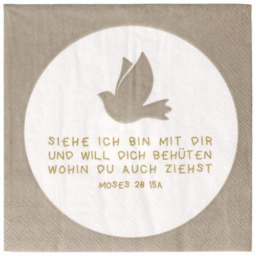 räder Glaubensfreude Cocktailservietten Siehe ich bin – 20 Stück – Papierservietten Taufe, Kommunion & Konfirmation – Christliche Tischdekoration