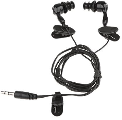 MagiDeal 3.5mm In-Ear Sport Waterproof Swimming Diving Swivel Clip Earbud Earphone Headset Stereo Headphones Kit For MP3 MP4 iPod Player Black