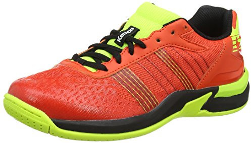 Kempa Unisex-Kinder Attack Contender JUNIOR Handballschuhe, Rot (Rouge Rouge Tomate/Noir/Jaune Fluo Rouge Rouge Tomate/Noir/Jaune Fluo)