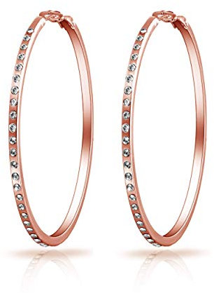 Philip Jones Rose Gold Plated 50mm Hoop Earrings Created with Zircondia® Crystals
