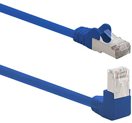 1aTTack.de 366221 Câble réseau Cat.6 angle 90 degrés 5m - bleu - 1 pièce - Câble patch Cat6 (SFTP PIMF) 1000Mbit/s Connecteur Rj 45-1 x 5m mètre bleu