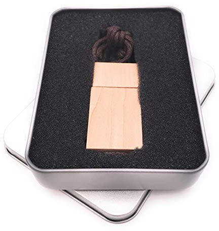 Onwomania Collier en Bois véritable Clé USB dans Une boîte Cadeau 16 Go USB 2.0