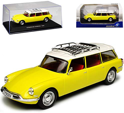 Citroen DS19 Break Kombi Gelb mit weissem Dach 1955-1968 1/43 Solido Modell Auto