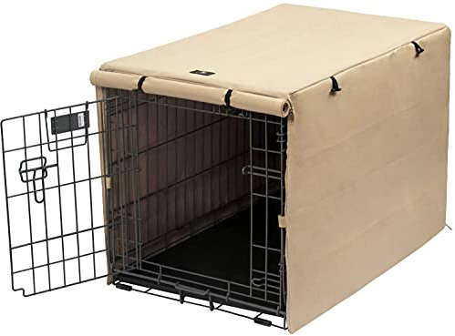 X-ZONE PET Abdeckung für Hundekäfige, Doppeltür, Polyester, passend für 61/76 / 91/107 / 121,9 cm Drahtkäfig, 61 cm, Hellbraun…