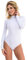 Magi Langarm Damen Body Bodysuit mit Halbkragen Basic Body mit Langen Ärmeln Größen (S, Weiß)