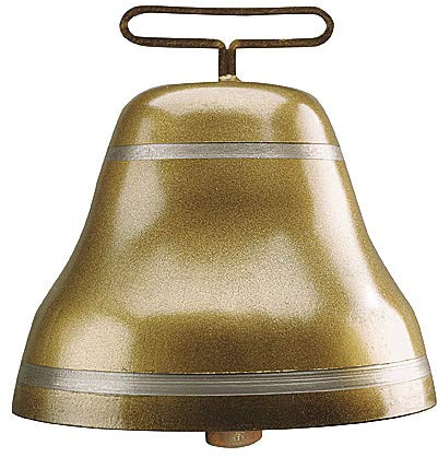 Stahlglocke bronze rund fuer Rinder, 185mm Durchmesser, 134mm hoch, 82mm Durchfuehrung