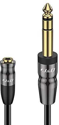 J&D Adattatore Cuffie da 6,35mm di Pollice a 3,5 mm, Giunto di Connettore a Conchiglia in Rame Resistente 3,5 mm 1/8 Pollice Femmina TRS a 6,35 mm Maschio TRS Cavo di Prolunga Audio Stereo, 2.7 Meter