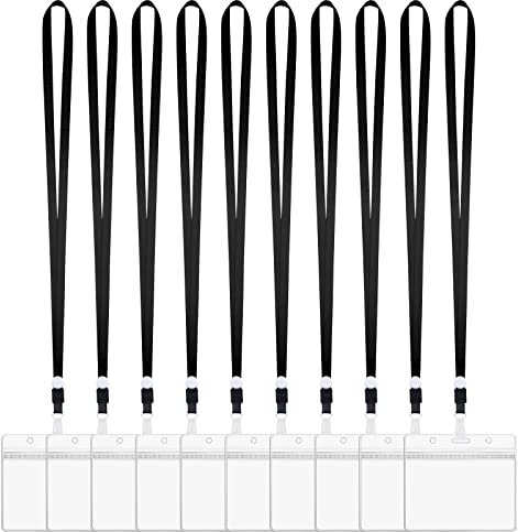 Vicloon Kartenhülle mit Lanyard, 10 Stück Wasserdichte Ausweishülle, Weiche, Transparenter PVC Ausweishülle mit Schlüsselband, Kartenhalter für/Geschäfts/Messe/Firmen/Schulen(Horizontal)