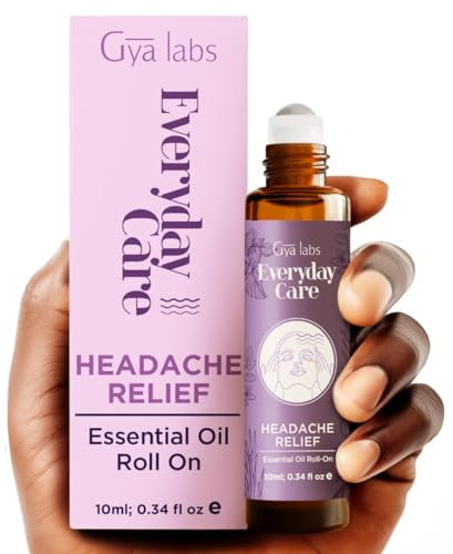 Gya Labs Headache Relief Essential Oil Roll On - Portable Soothing Comfort for Head - Blend with Spearmint, Rosemary & Eucalyptus, Natural Aromatherapy, Alcohol Free (10ml)