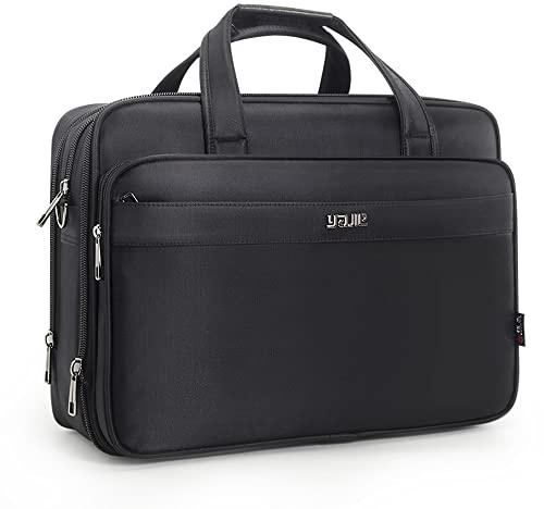 Große Aktentaschen für Herren, Canvas-Tragetasche, Laptoptasche, Computertasche, Business-Arbeitstasche, Büro, Schwarz, X-Large Size (19” Laptop Briefcase)
