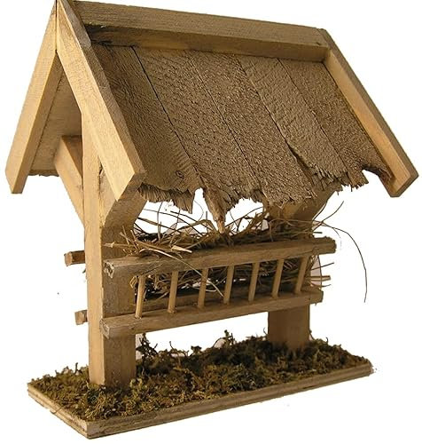 dekoprojekt Krippenzubehör Futterkrippe mit Dach 13 cm