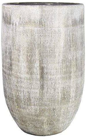 INNA-Glas Keramik Vase KAMUNI, längsstreifen, grau-grün, 40 cm, Ø 22 cm - Tischvase