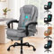 ELFORDSON Office Chair Massage with Footrest for Home Office, Desk Chair High Back 150° Recliner Tilt Function Padded Swivel Upgraded Pull-up PU Leather, Grey