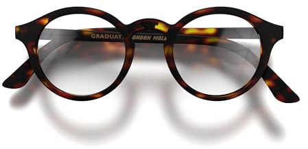 LONDON MOLE® „Graduate“-Lesebrille – coole runde Brille für Männer und Frauen, entworfen für Stil, Komfort und Haltbarkeit – mattes Schildpatt – Vergrößerung +1.0