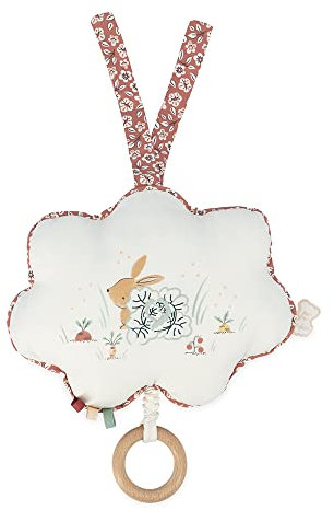Kaloo - Petites Chansons - Spieldose aus Stoff und Holz - Musikalisches Kissen 15 cm - Kinderlied „Mon Petit Lapin“ - Kissen für Baby - Zimtfarben und Weiß - Ab Geburt, K210002