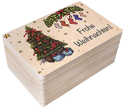Creative Deco Personalisierte Holzkiste - Weihnachtsbaum | Wunschtext Weihnachten Geschenke | Dein Eigener Wünsche Text Individuelle Geschenk | Weihnachtsdeko | Für Frauen, Männer