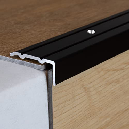 Bordo per scale, alluminio, argento, larghezza 24,5 mm, altezza 10 mm, lunghezza 800 mm, forato, profilo angolare, 1 pezzo