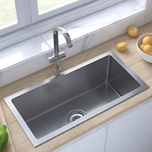 WIFESE Évier de cuisine encastré fait à la main 60 x 30 x 20 cm - Qualité alimentaire - Évier de cuisine - Évier de cuisine avec tamis en acier inoxydable avec coussinets d'isolation acoustique