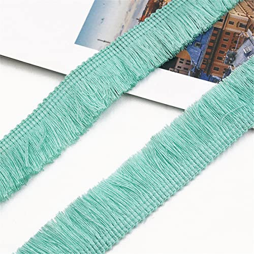6 Meters 25mm Baumwolle Fransenbesatz FransenbordüRe Fransenborte Band Fringe Fransenband Quasten Trim MöBelfransen Spitzenband HäKelband Spitzenborte für Kleidung Vorhang Wohnaccessoires,Blau Grün