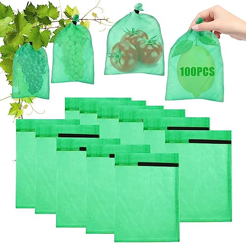 100 Stück Obst Schutzbeutel Weintrauben Schutzbeutel Trauben-Schutzbeutel Pflanzenschutznetz Gemüseschutznetz Sind Einfach Anzubringen für Schutz vor Kirschessigfliege Wespen and Vögeln