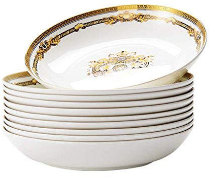 TONPOP Plato llano de cerámica Plato llano de porcelana de 8 pulgadas, Platos de aperitivo Cena, Platos de ensalada de postre redondos de porcelana, Platos Ensaladas, Microondas y Lavavajillas
