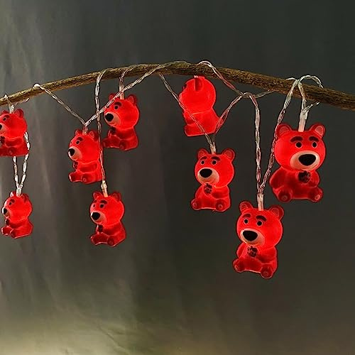 Riaxuebiy Niedliche Tragen Lichterketten Bären Nachtlicht 20er LED Bär Lampe für Kinderzimmer Baby Zimmer Party Dekoration (Rot Tragen)