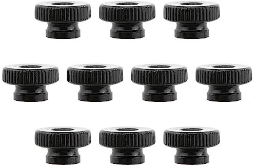 MEETOOT 10 tuercas de pulgar moleteadas M4 x 0,7 mm, tuercas redondas de metal negro para piezas de impresora 3D